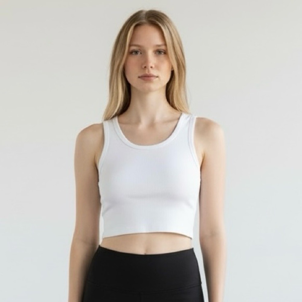 Victoria Sport White Ribbed Crop Top